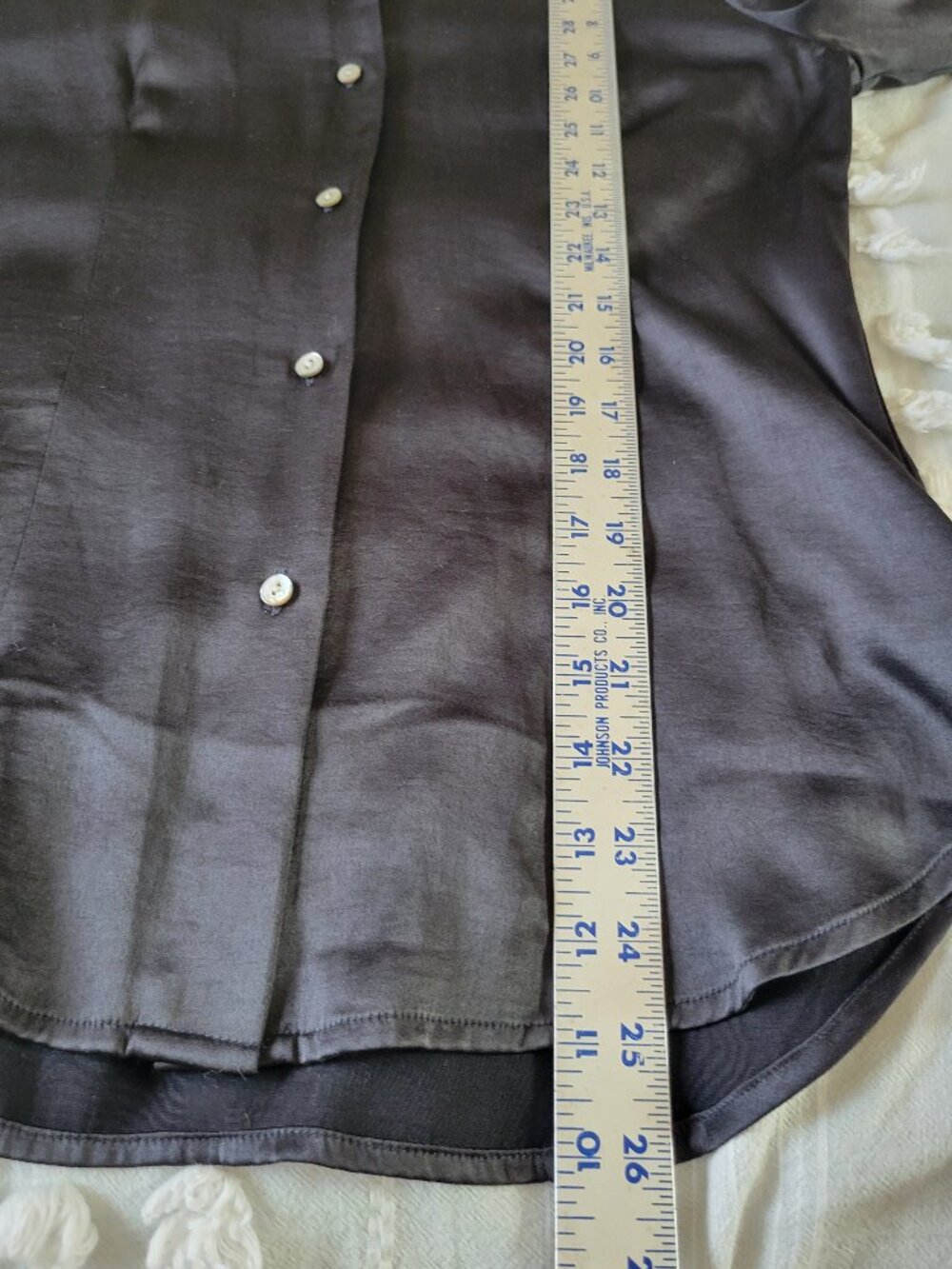 Madewell Darted Satin Button-Up Shirt Charcoal Gray Ecovero sz 2 Polished - Picture 9 of 11